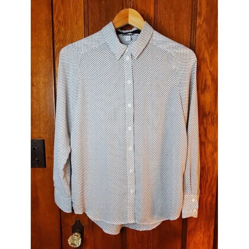 Popsugar Small Black & White Polka Dot Button-Down Blouse